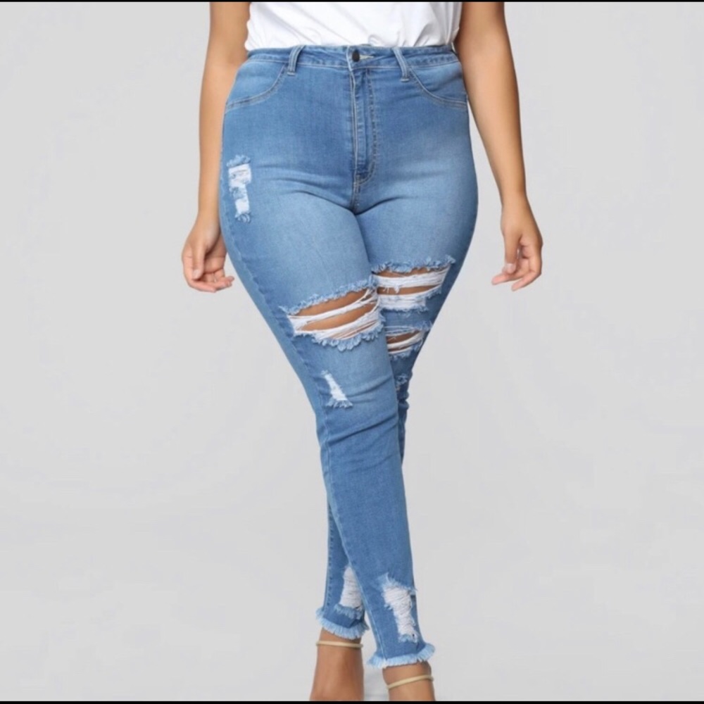 Fashion Nova Little Miss High Rise Distressed Jean